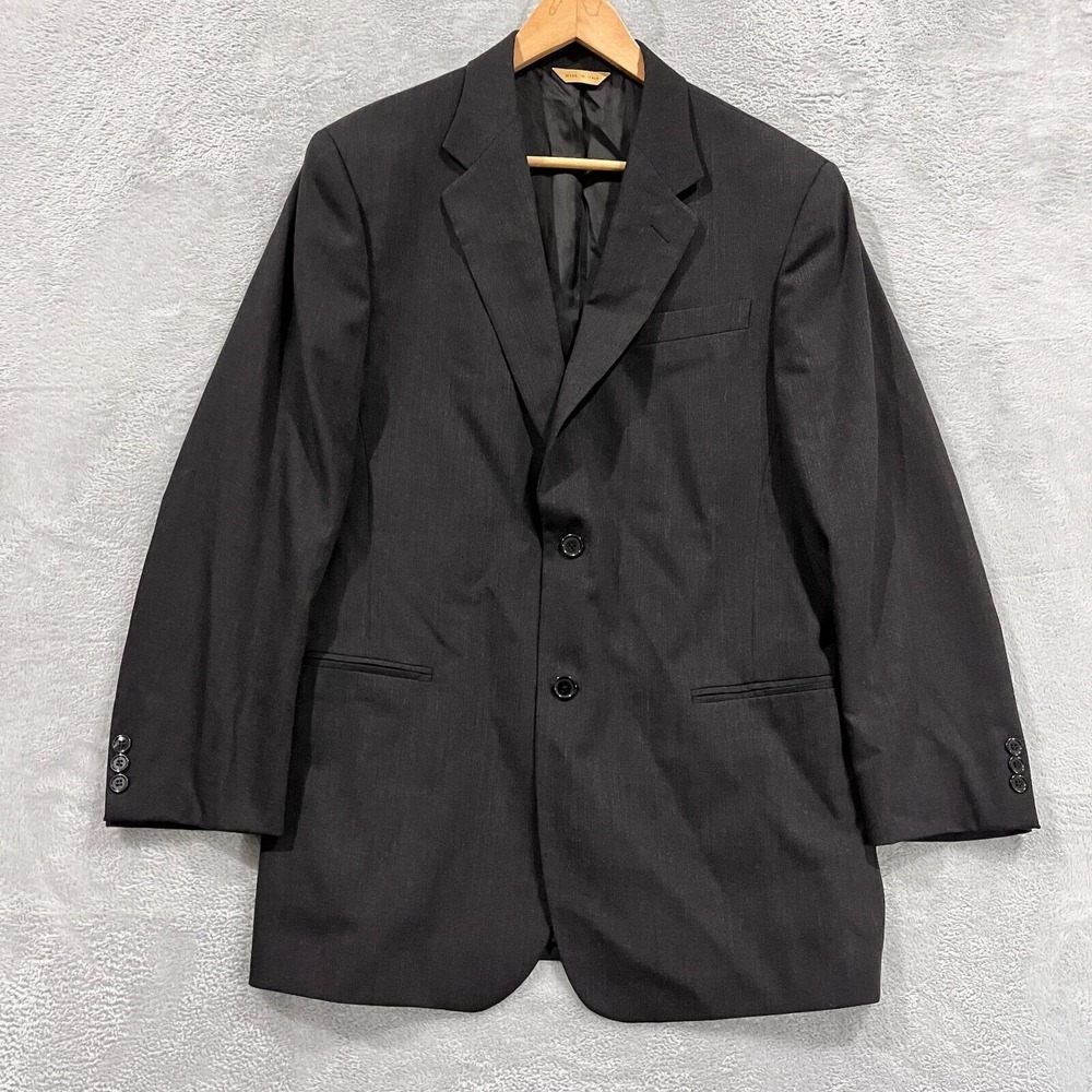 Donna Karan Signature Blazer Men's 40R Black 100% Wool Made In Italy Preppy‎